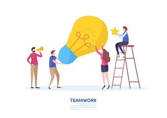 Team building create idea to success together teamwork business concept	