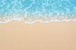 canvas print picture - beautiful sandy beach and soft blue ocean wave