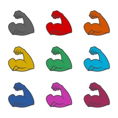 Poster - Muscular arm icon or logo, color set