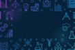 © tentacula - STEM blue horizontal frame with empty space for text. Vector education bright illustration in thin line style on dark background