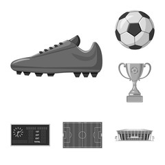 Vector design of soccer and gear symbol. Set of soccer and tournament stock symbol for web.