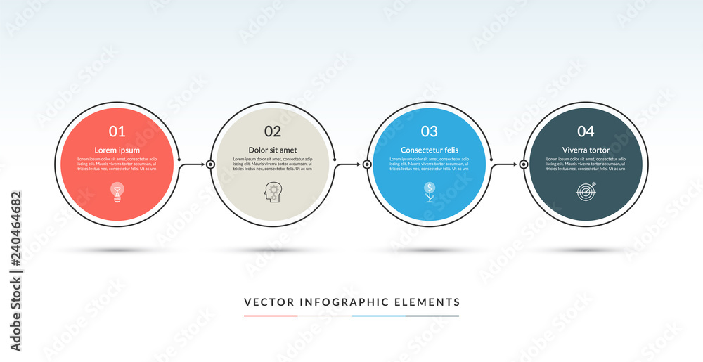 timeline template with circle buttons simple... Vector timeline infographic template of 4 circles. Can be used for web ...