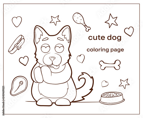 Cartoon Character Cute Dog Coloring Page Puppy Buy This Stock
