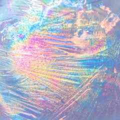 Wall Mural - colorful iridescent ice texture with air bubbles. holographic colors