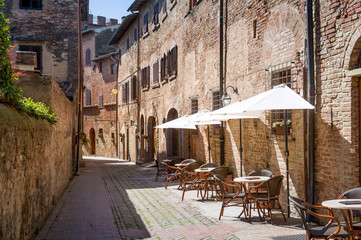 Wall Mural - Medieval sreets at touristic center of Certaldo old town