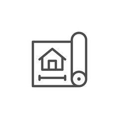 Poster - House blueprint line icon