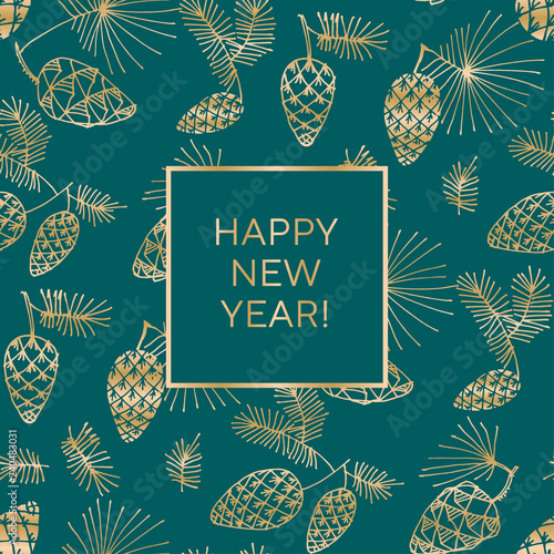 Hand drawn elegant cones for winter celebration