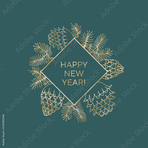 Hand drawn natural cones for winter celebration