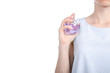 © Kabardins photo - Young woman with perfume bottle on white background, closeup