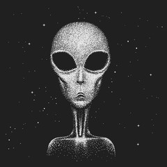 Wall Mural - face of alien in space.