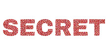 Vector Dot Secret Text Isolated On A White Background. Secret Mosaic Name Of Circle Dots In Various Sizes.