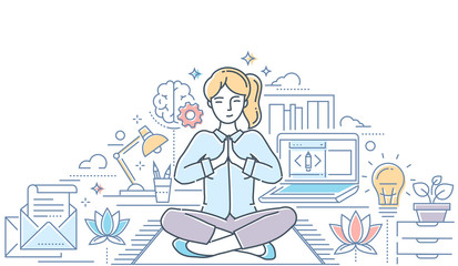 Mindfulness - modern line design style colorful illustration