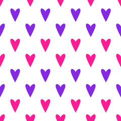 Wall Mural - Romantic vector seamless pattern with hand drawn hearts