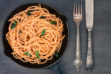 Wall Mural - Whole wheat pasta or spaghetti dish