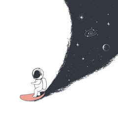 Wall Mural - astronaut rides on surfboard
