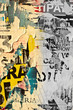 © Nikola - Old grunge ripped torn vintage collage street posters creased crumpled paper surface placard texture background backdrop / Selective color