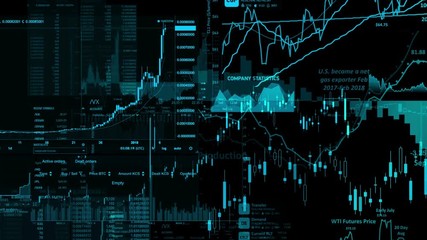 Wall Mural - stock market indices are moving in the virtual space. economic growth, recession. electronic virtual