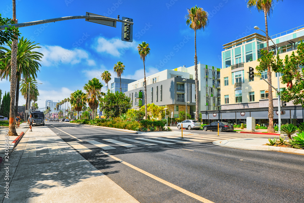 City views, Santa Monica streets - a suburb of Los Angeles. California.USA. - obrazy, fototapety, plakaty 