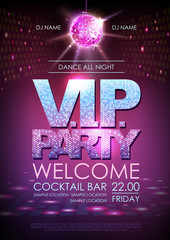 Wall Mural - disco ball background. disco poster v.i.p. party. neon