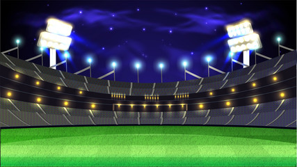 Sticker - Cricket tournament night stadium background.