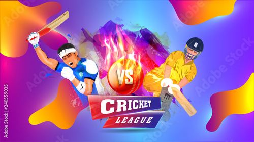 Cricket League Poster Or Banner Design Cricketers In Playing