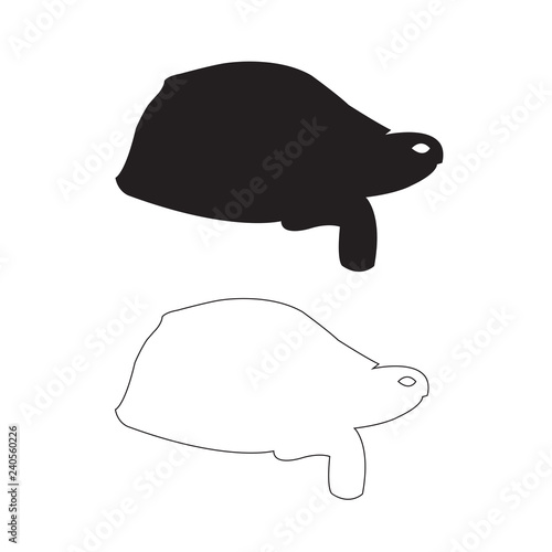Fotografie, Obraz Tortoise silhouette, Outline Set Icon Vector