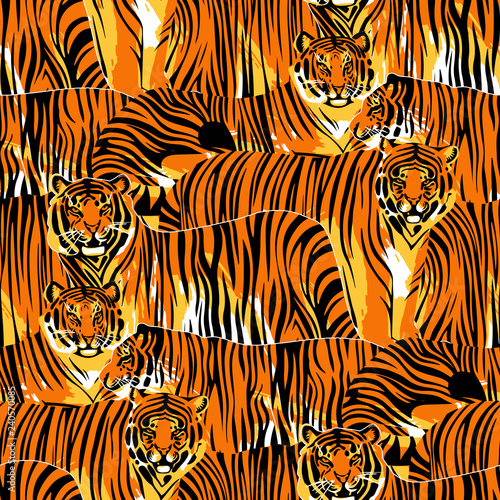 Dekoracja na wymiar  graficzny-wzor-stojacy-i-chodzacy-tygrysy