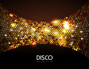 Wall Mural - Disco abstract golden neon background