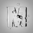 3D water letter M uppercase. 3D rendering water font with drops isolated on light background.