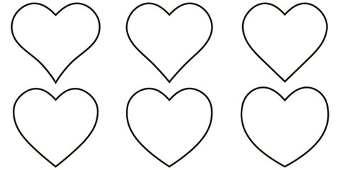 Set contour heart icon, vector set heart shape, lovers on Valentines day