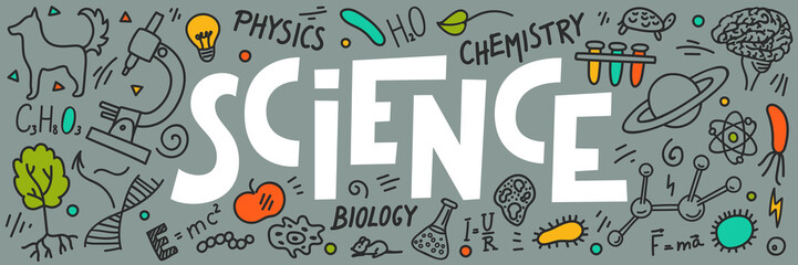 Science doodles with lettering 