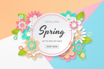 Wall Mural - spring sale background with beautiful colorful flower. can be used for template, banners, wallpaper,