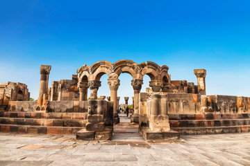 the ruins of a medieval temple of zvartnots in armenia
