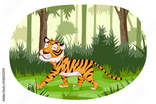 Wild Animal Tiger In Jungle Forest Background Buy This Stock Vector And Explore Similar Vectors At Adobe Stock Adobe Stock