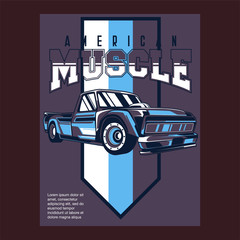 vintage car t shirt vector design - Vector 