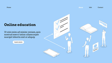 Landing page template. Programming course modern flat design isometric concept. Landing page template for online course. Conceptual isometric vector illustration for web and graphic design.