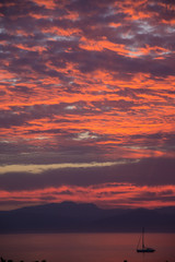 Canvas Print - Fiery sunrise over the bay near Punta de Mita, near Bucerias and Puerta Vallarta, Mexico