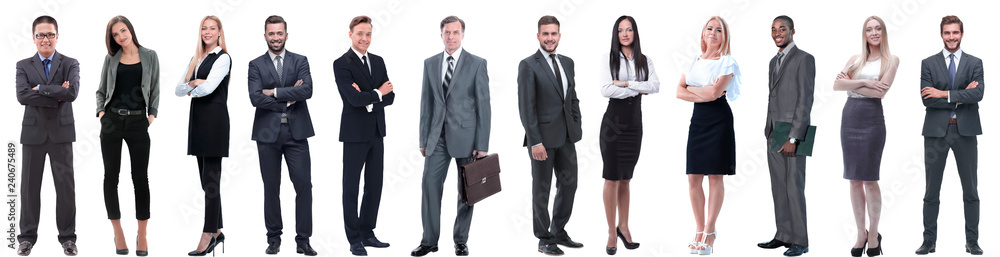 group of successful business people isolated on white - obrazy, fototapety, plakaty 