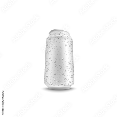 Download Vector Aluminium Can With Water Drops White Mockup For Beer Juice Or Soda Fresh Drink Packaging Design Soft Or Alcohol Drink Metal Container On Isolated Background Refreshing Beverage In Metal Tin Stock