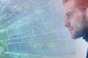 programmer working in a software development and coding technologies. website design.technology conc