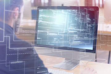 Programmer working in a software development and coding technologies. Website design.Technology concept.