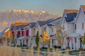 Wall Mural - Townhomes in a row in Utah Valley suburbs