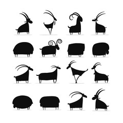 Poster - Goats and rams collection for your design