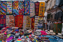 Peruvian Shop With Handmade Hats And Scarfs
