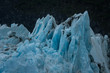 Sharp peaks of blue ice of glacier