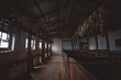 Inside a wooden barn on a sheep farm