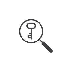 Keyword Search vector icon. filled flat sign for mobile concept and web design. Magnifier and key simple solid icon. Password search symbol, logo illustration. Pixel perfect vector graphics