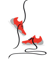 Shoes Flat Icon With Red Running Sneakers. Vector Illustration Isolated On White Background.