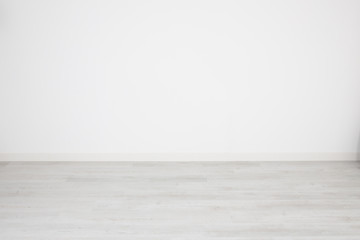 for white background or wallpaper bleached parquet floor and blank white wall