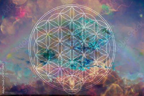 Fotografía Abstract spiritual background with sacred geometry